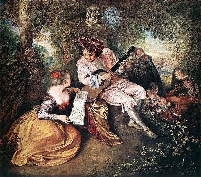 WATTEAU, Antoine The Love Song Norge oil painting art